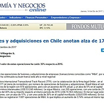 Fusiones y adquisiciones en Chile anotan alza de 17%